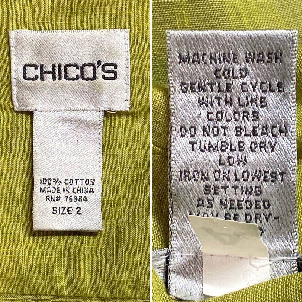 Chico's Spring Green Linen Button Down - Picture 5 of 5